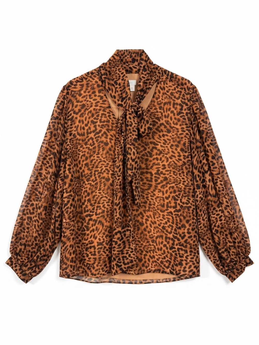 Chico’s Lynx Animal Print Bow Blouse Button Up Size 20/22(4) NEW